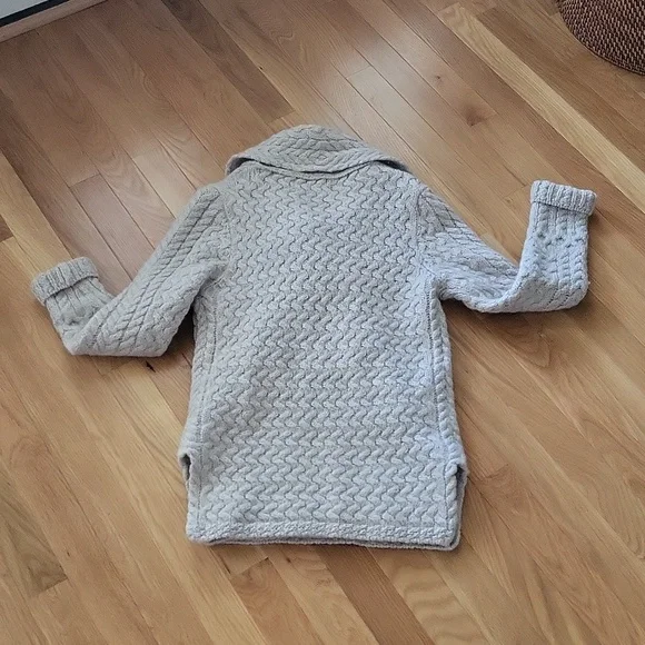 ARAN -  Virgin Wool Sweater Open Front -Natural - S - Picture 5 of 5